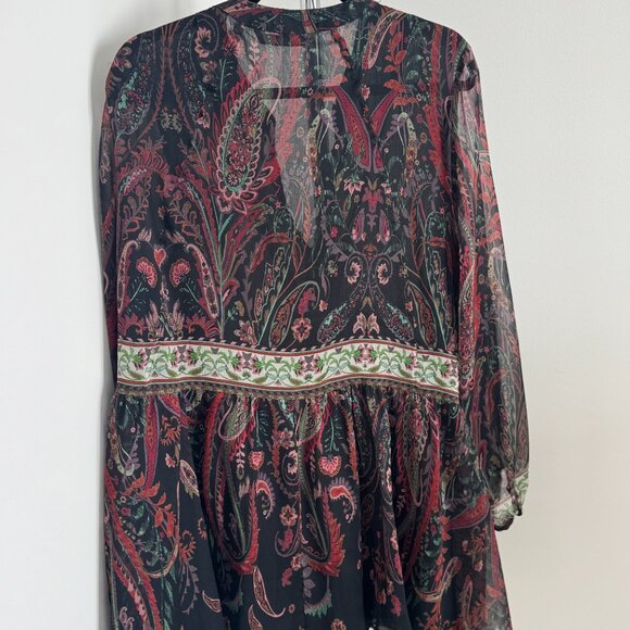 Zara Boho Paisley Sheer Mini Dress (Size XL) - Picture 2 of 2